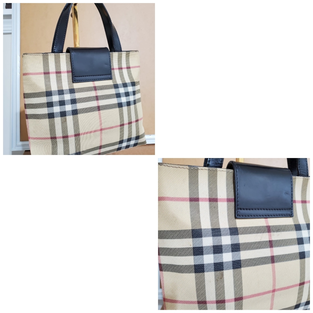BURBERRY Haymarket Check Top Handle Tote Bag - Picture 7 of 11